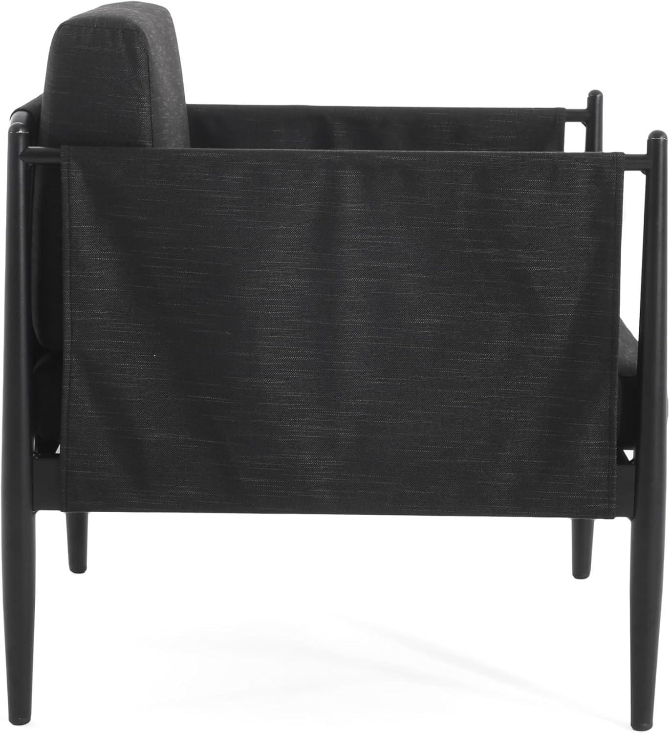 image:imageChristopher Knight Home Brookn Outdoor Contemporary Modern Patio Fabric Aluminum Frame Club Chair Outdoor Armchair for Relaxing in Garden Poolside with Water Resistant and Removable Cushion Black