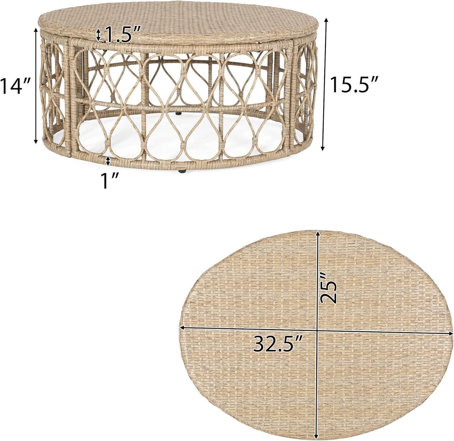 image:imageChristopher Knight Home Bruce Outdoor 4 Seater Chat Set with Cushion Wicker Light BrownBeige