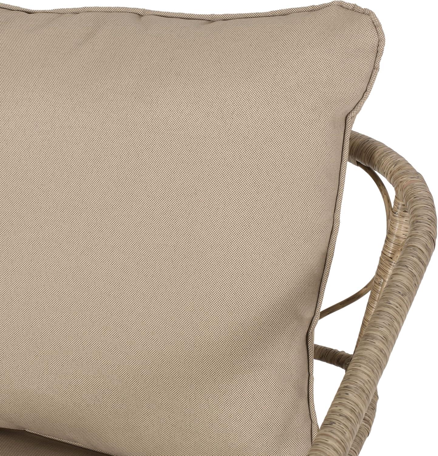 image:imageChristopher Knight Home Bruce Outdoor 4 Seater Chat Set with Cushion Wicker Light BrownBeige