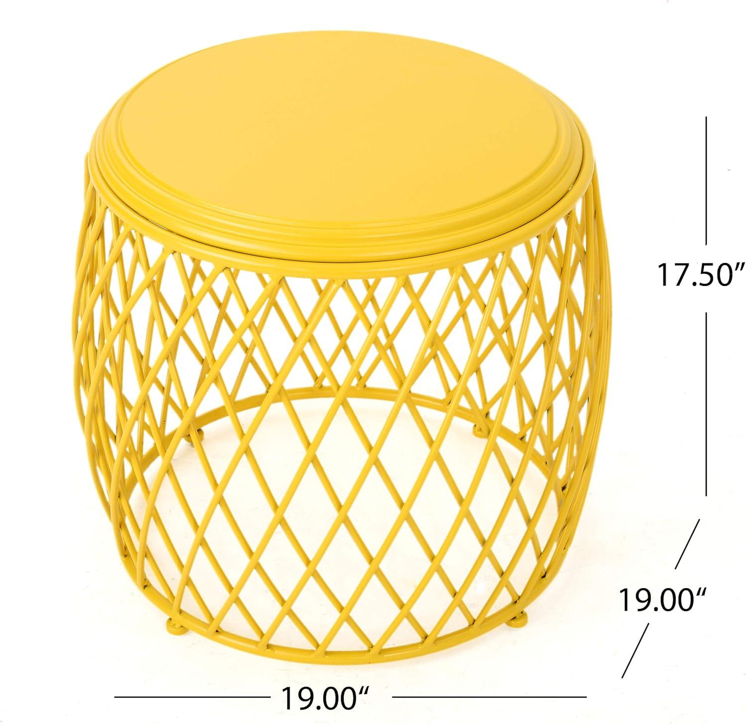 image:imageChristopher Knight Home Bryony Indoor 19 Diameter Lattice Iron Side Table Matte Yellow