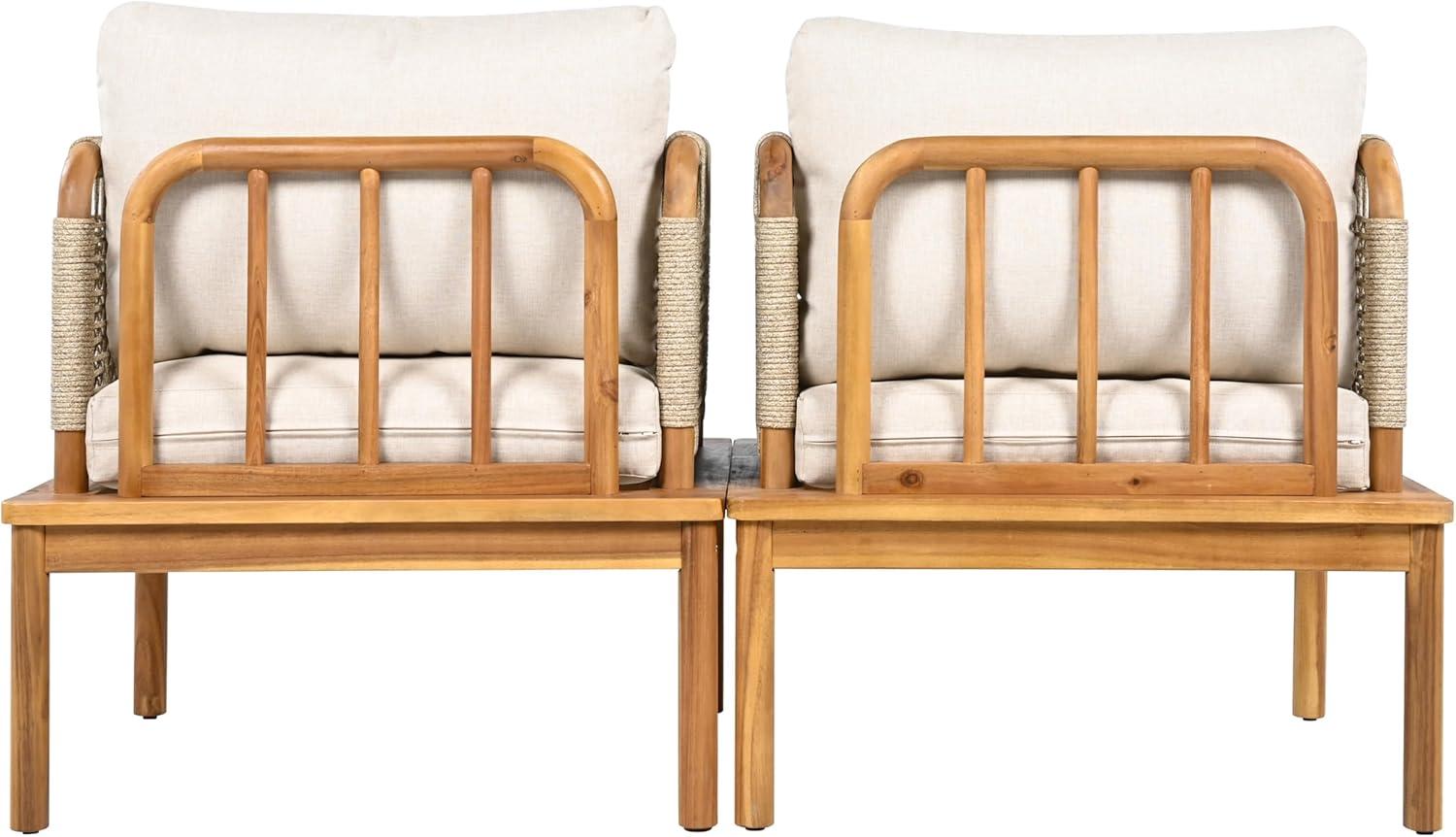 image:imageChristopher Knight Home Coby Acacia Wood Patio Accent Chair Set of 2 Acacia Wood Outdoor Club Chair with Cushion Patio Furniture Set TeakBeige