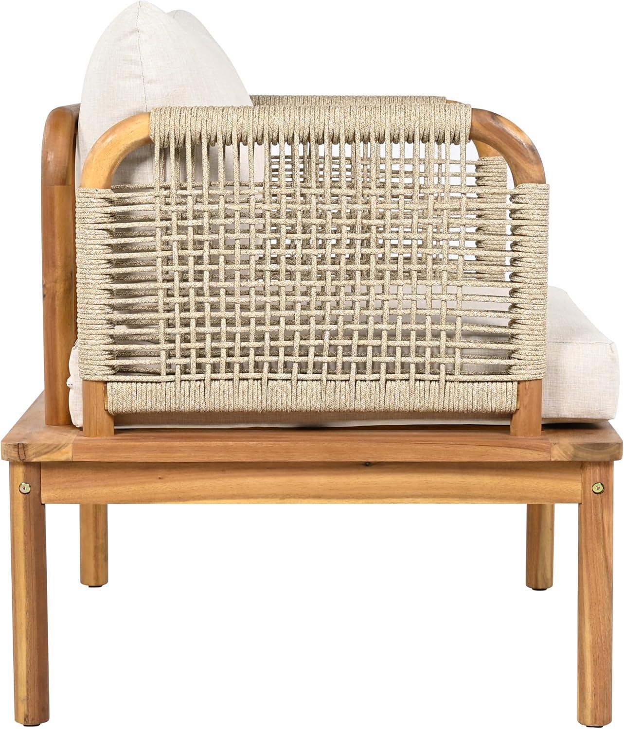 image:imageChristopher Knight Home Coby Acacia Wood Patio Accent Chair Set of 2 Acacia Wood Outdoor Club Chair with Cushion Patio Furniture Set TeakBeige
