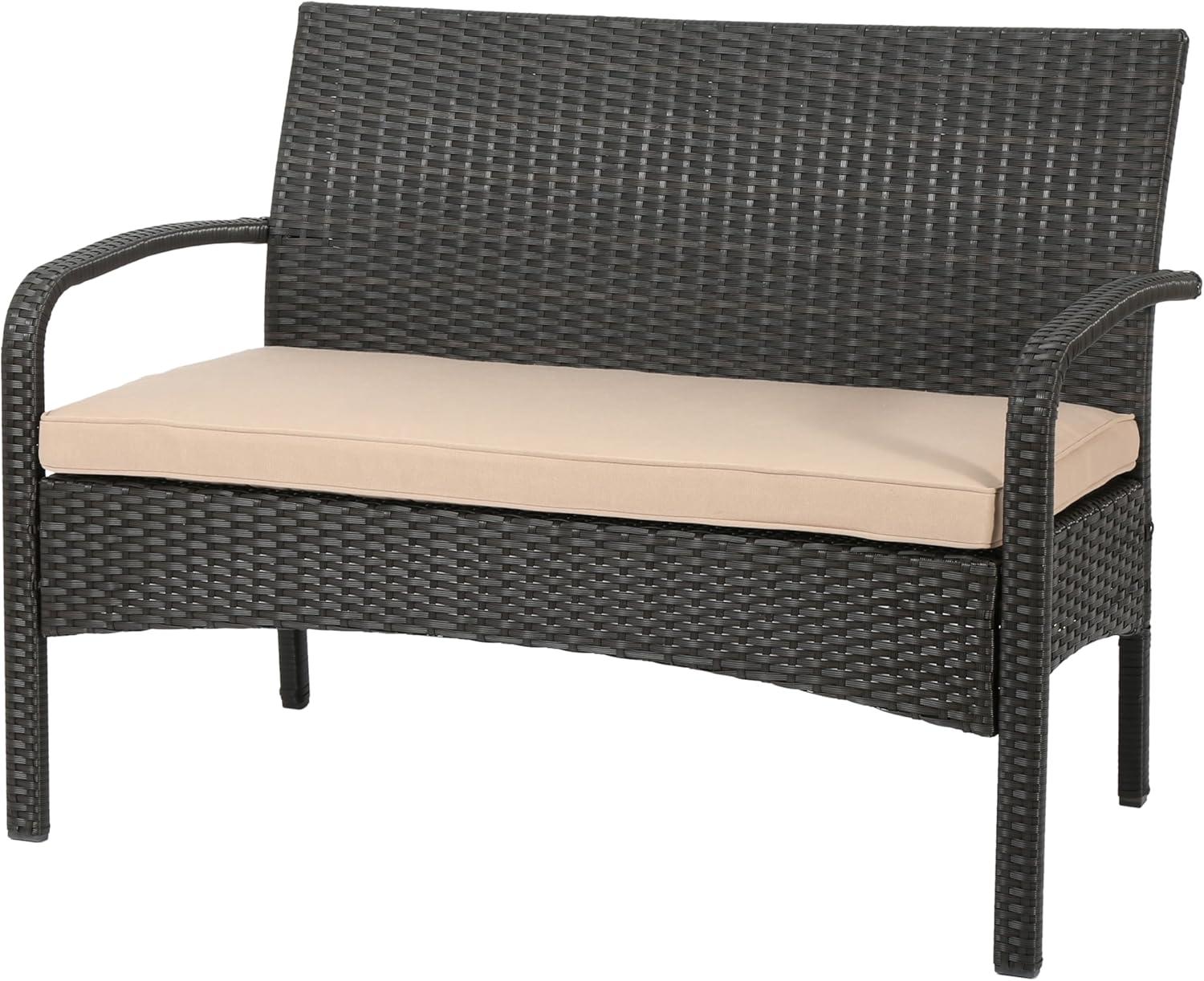 image:imageChristopher Knight Home Cordoba PE Rattan Chat Set 4Pcs Set Brown Tan