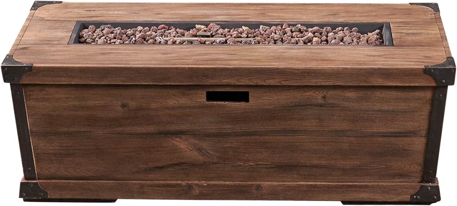 image:imageChristopher Knight Home Delany Outdoor 50000 BTU Rectangular Fire Pit No Tank Holder Lightweight Concrete Brown