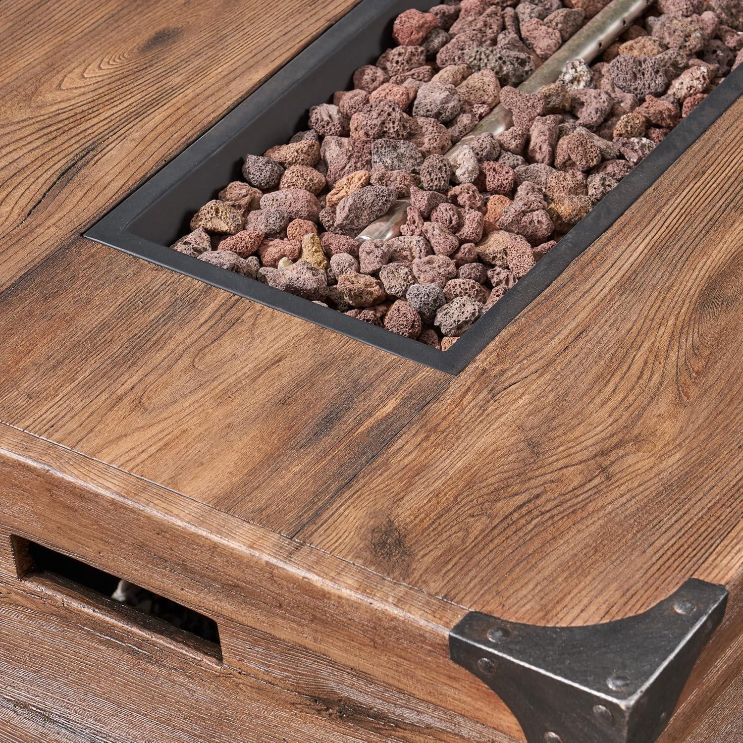 image:imageChristopher Knight Home Delany Outdoor 50000 BTU Rectangular Fire Pit No Tank Holder Lightweight Concrete Brown