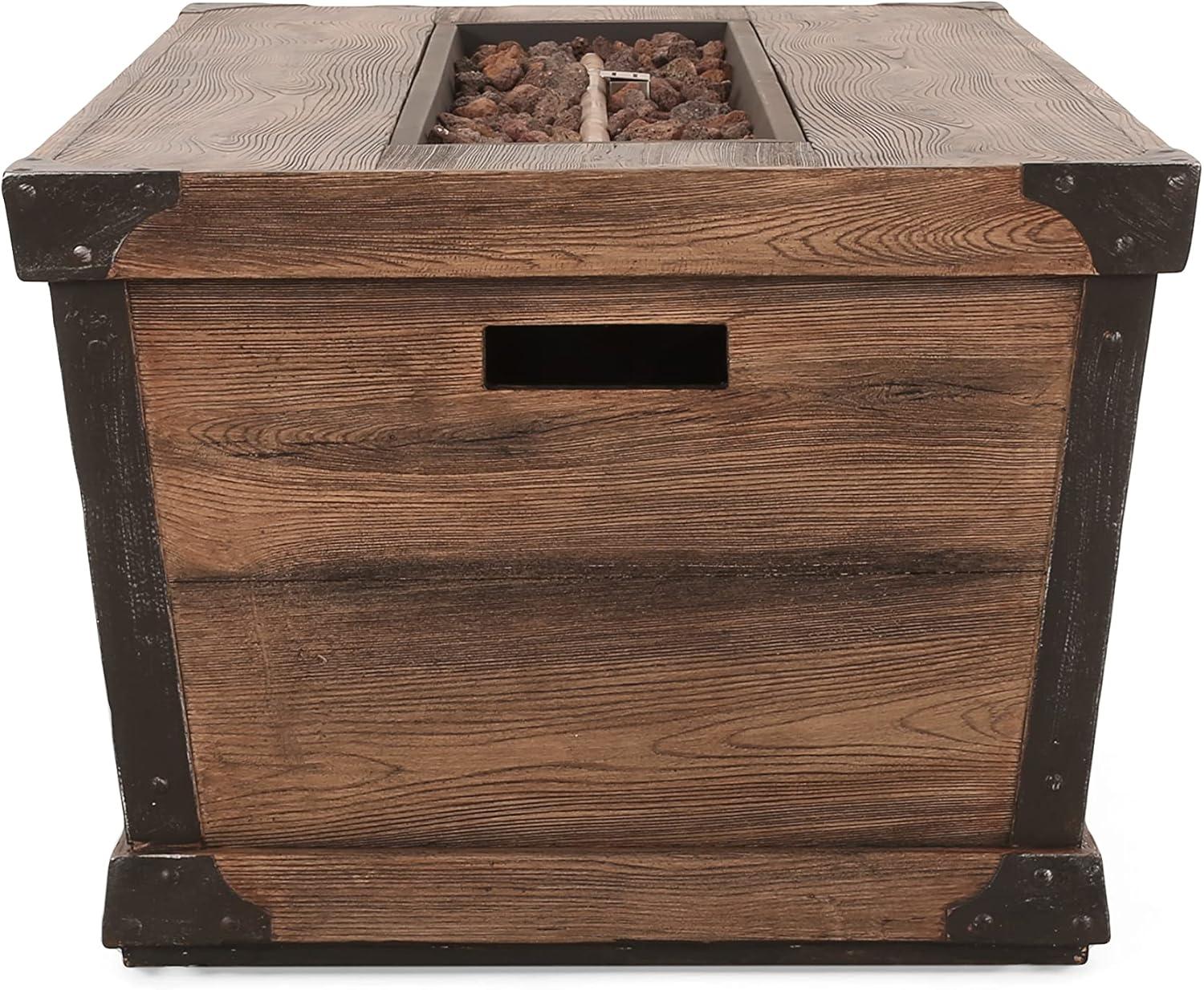 image:imageChristopher Knight Home Delany Outdoor 50000 BTU Rectangular Fire Pit No Tank Holder Lightweight Concrete Brown