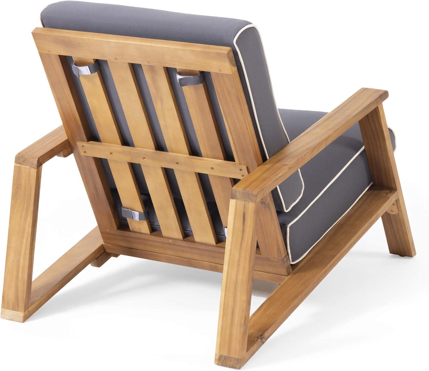 image:imageChristopher Knight Home Earlean Outdoor Club Chairs with Cushions Set of 2 Teak Finish Dark Gray