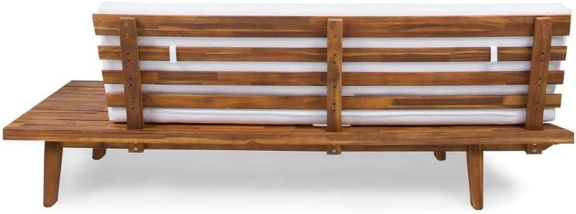 image:imageChristopher Knight Home Eulah Indoor Minimalist Acacia Wood RightSided Sofa with White Cushions Sandblast Finish WhiteSandblast Finish White