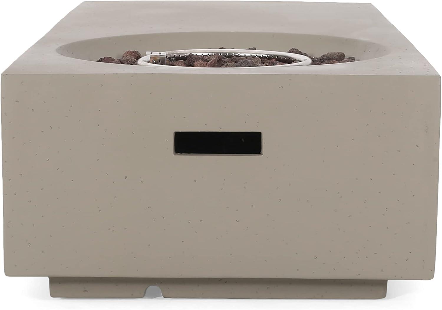 image:imageChristopher Knight Home Evatt Outdoor 50000 BTU Rectangular Fire Pit Table No Tank Holder Lightweight Concrete Light Gray