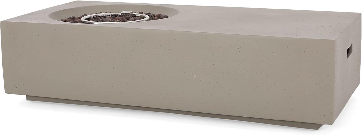 image:imageChristopher Knight Home Evatt Outdoor 50000 BTU Rectangular Fire Pit Table No Tank Holder Lightweight Concrete Light Gray