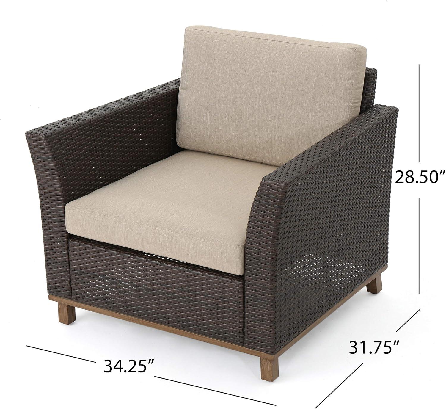 image:imageChristopher Knight Home Glenwood Outdoor Aluminum Framed Wicker Swivel Chairs with Water Resistant Cushions 2Pcs Set Mix Brown Mix Beige Coffee