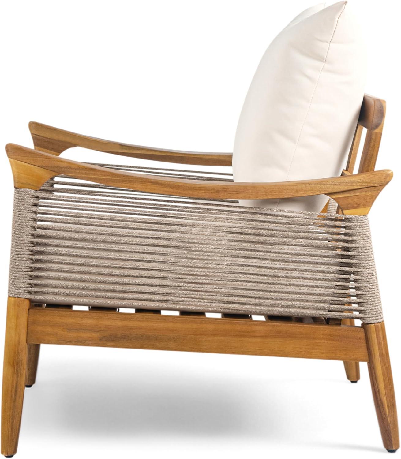 image:imageChristopher Knight Home Havets 4 Piece Patio Conversation Sets Outdoor Acacia Wood Patio Seating GroupWoven Rope Loveseat Chairs with Cushions and Coffee Table for Porch Backyard Balcony TeakBeigeTeakbeige 4 Pcs Set