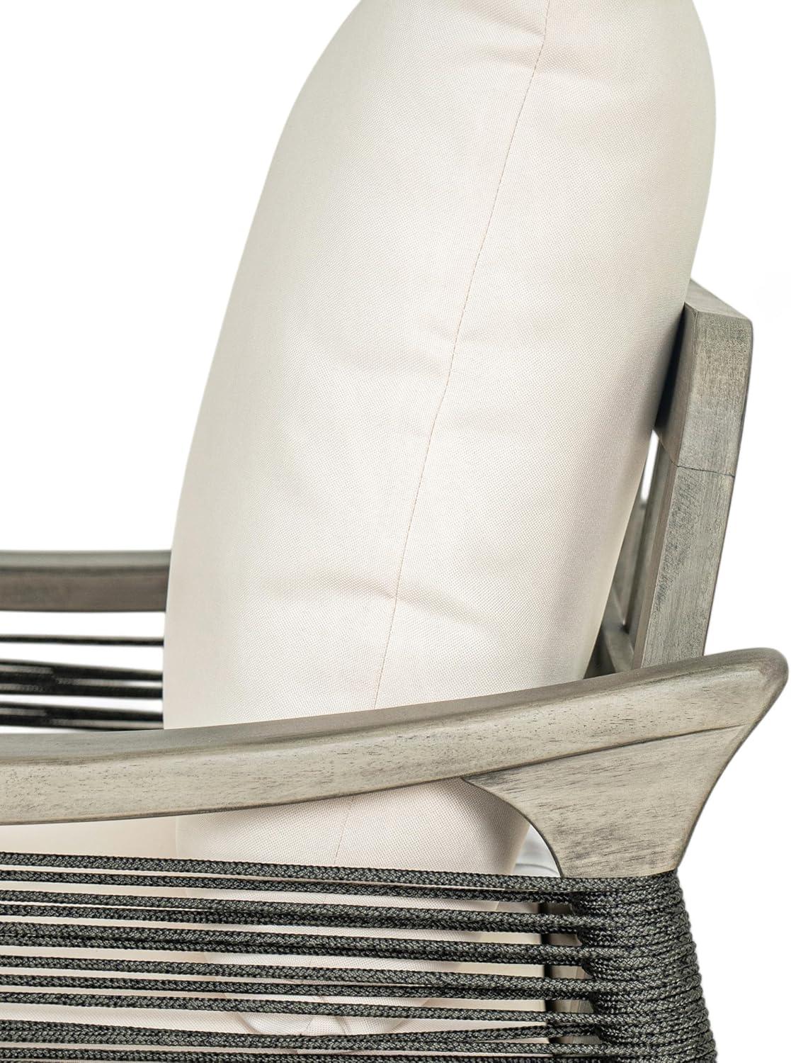 image:imageChristopher Knight Home Havets Patio Acacia Wood Club Chair with Woven Rope Comfortable Outdoor Armchair WaterRepellent Thick Cushion Deep Seating for Porch Garden Backyard Balcony GrayBeigeGraybeige