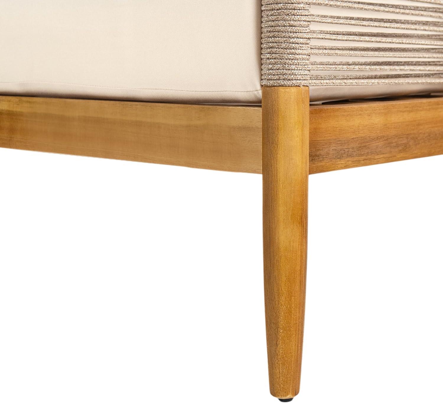 image:imageChristopher Knight Home Havets Patio Acacia Wood Club Chair with Woven Rope Comfortable Outdoor Armchair WaterRepellent Thick Cushion Deep Seating for Porch Garden Backyard Balcony GrayBeigeTeakbeige