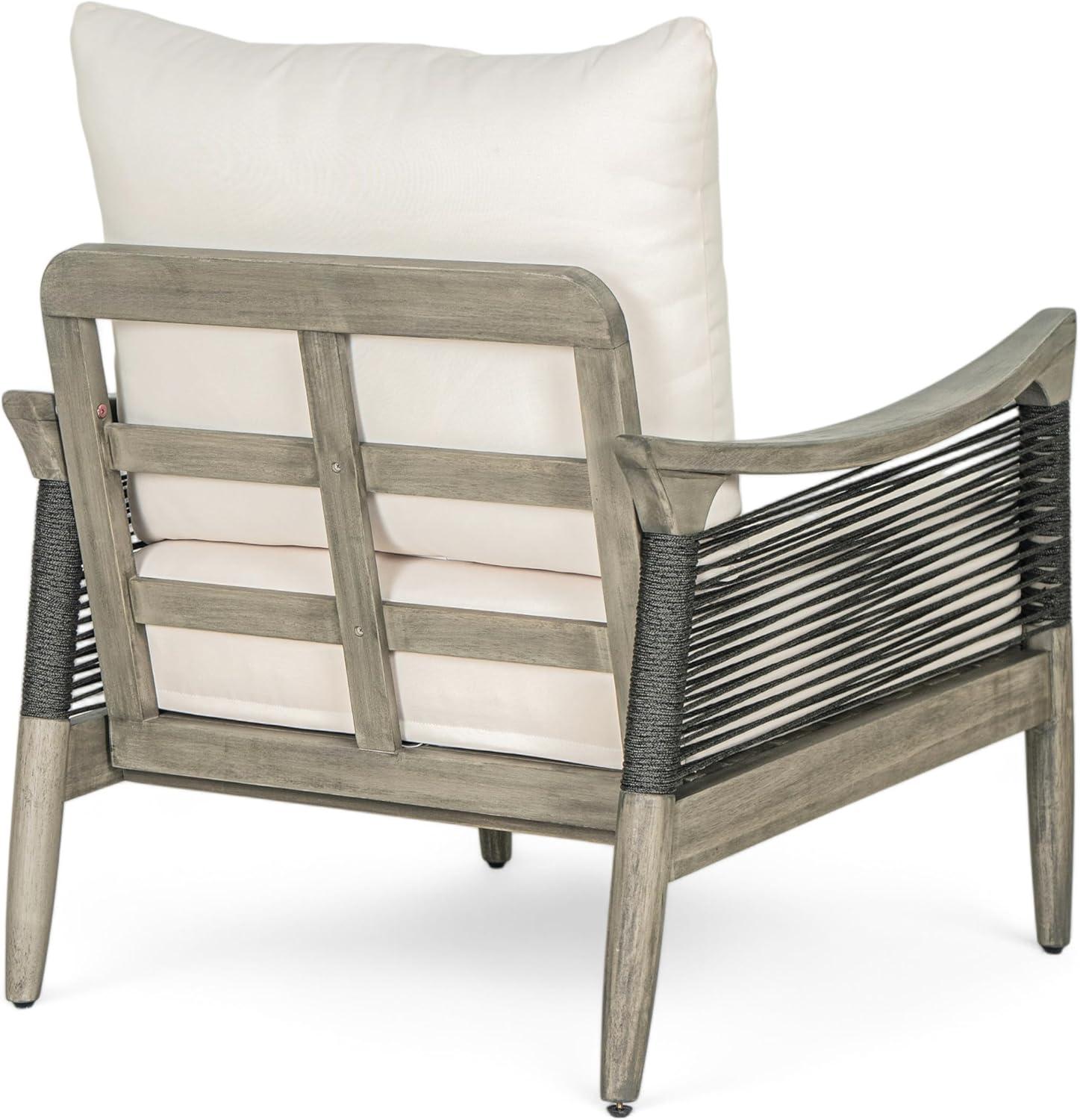 image:imageChristopher Knight Home Havets Patio Acacia Wood Club Chair with Woven Rope Comfortable Outdoor Armchair WaterRepellent Thick Cushion Deep Seating for Porch Garden Backyard Balcony GrayBeigeGraybeige