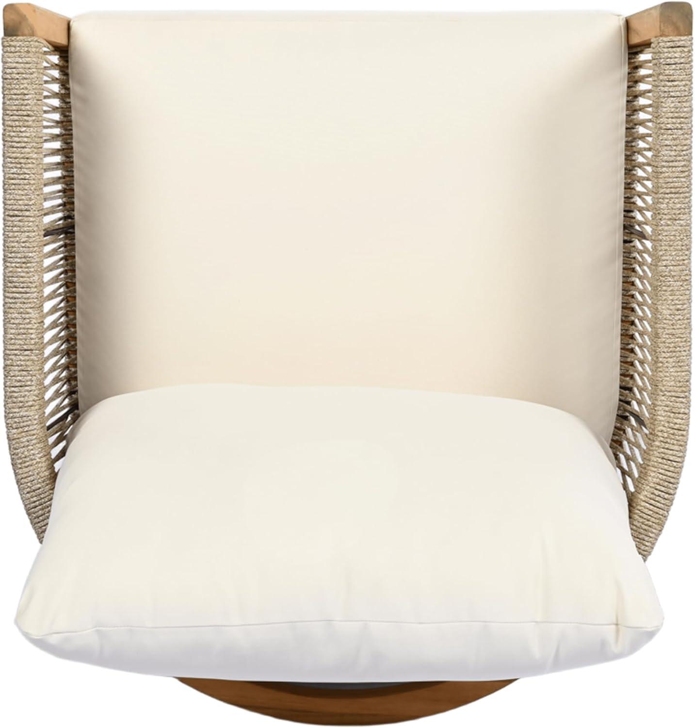 image:imageChristopher Knight Home Havets Patio Accent Chair Acacia Wood Club Chair Woven Rope Open Back Armchair 6 Thick Cushion Outdoor Comfort Seating Single Sofa for Backyard Garden Poolside GrayBeigeTeakbeige