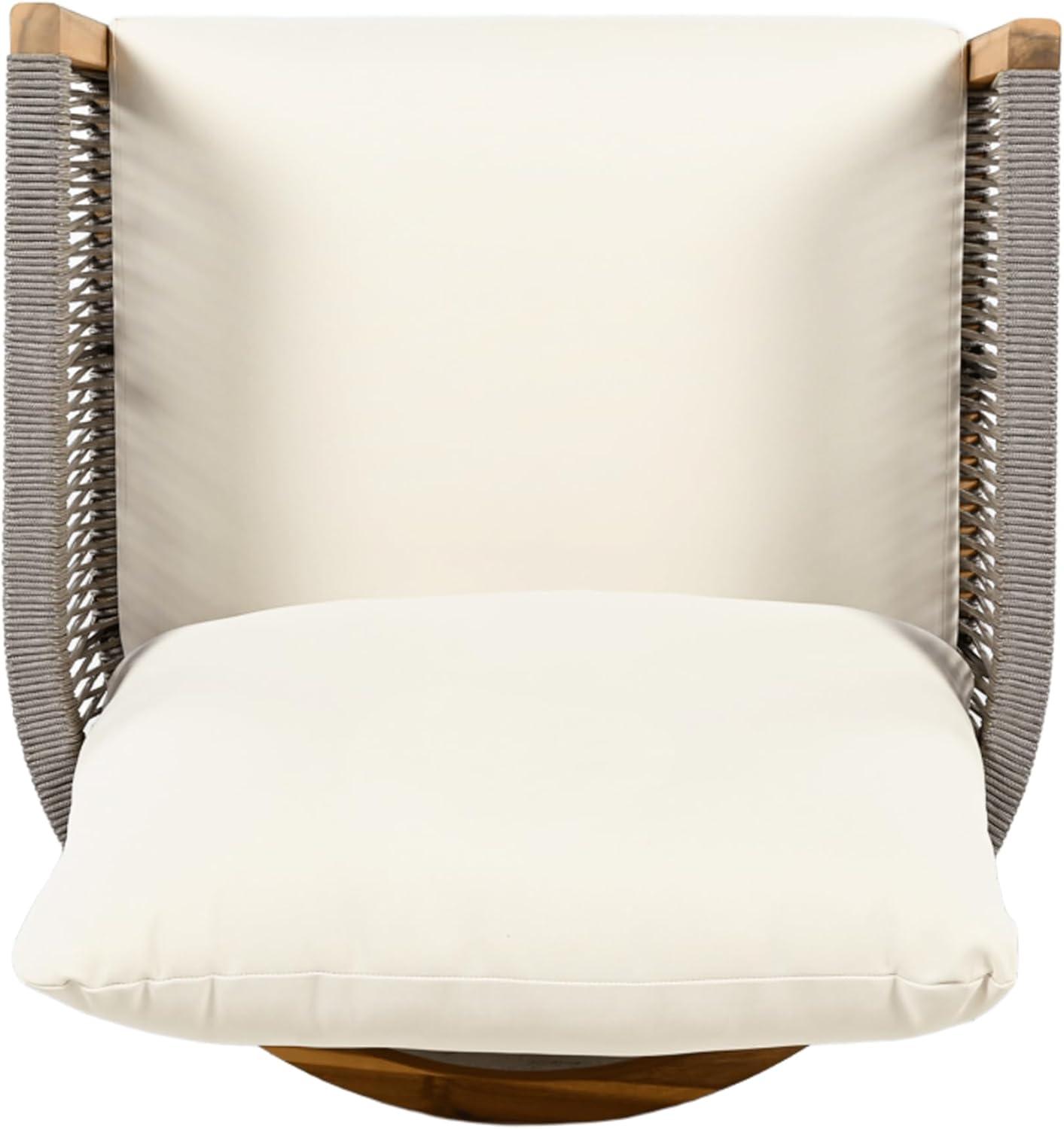 image:imageChristopher Knight Home Havets Patio Accent Chair Acacia Wood Club Chair Woven Rope Open Back Armchair 6 Thick Cushion Outdoor Comfort Seating Single Sofa for Backyard Garden Poolside GrayBeigeGraybeige