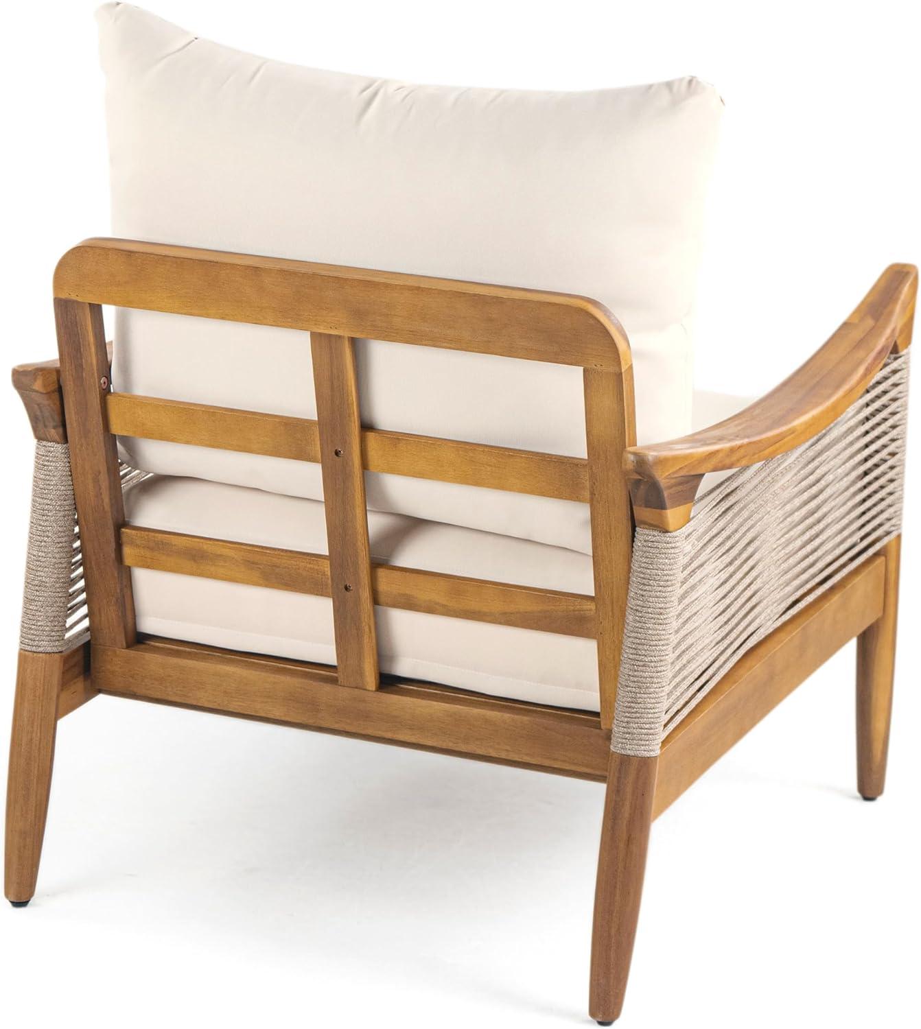 image:imageChristopher Knight Home Havets Set of 2 Patio Acacia Wood Club Chair with Woven Rope Outdoor Armchair WaterRepellent Thick Cushion Deep Seating for Porch Garden Backyard Balcony TeakBeigeTeakbeige