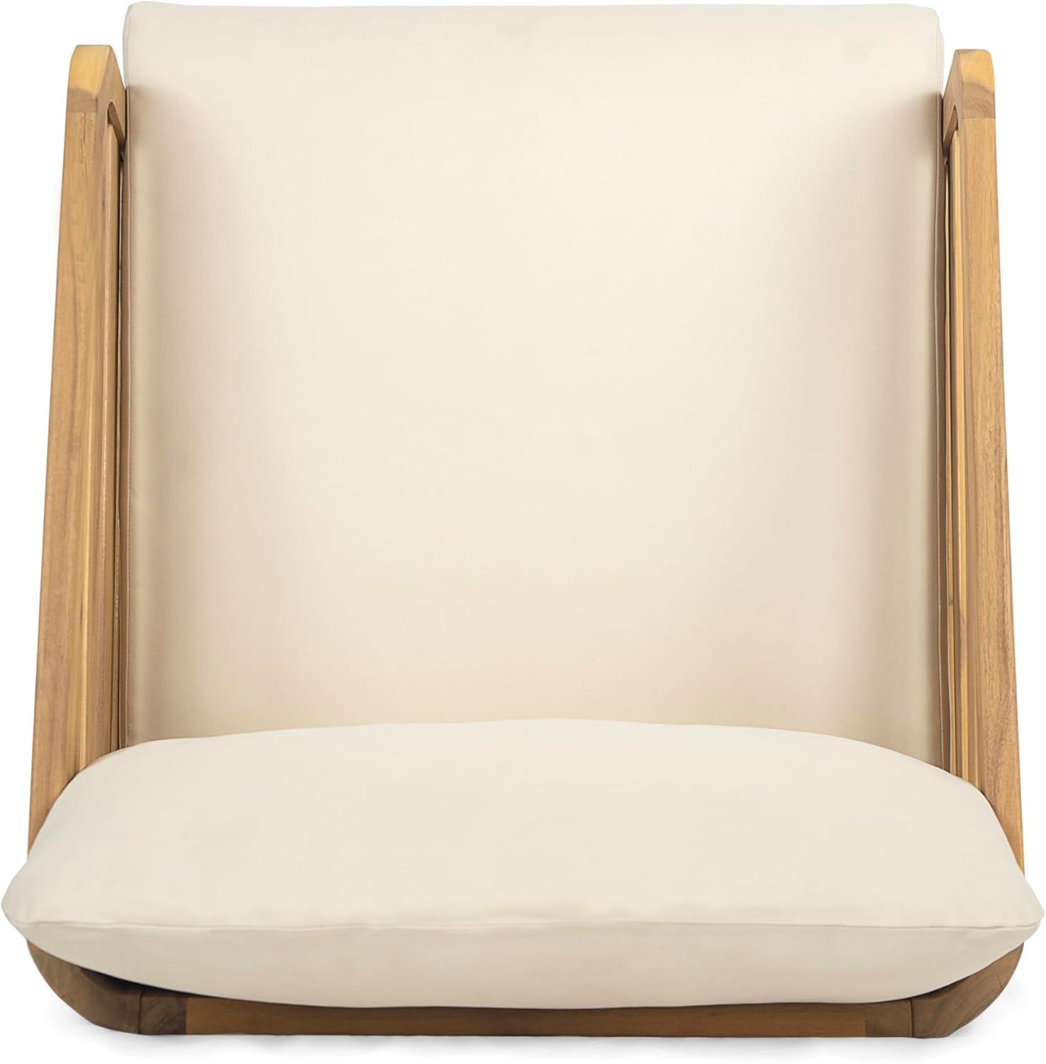 image:imageChristopher Knight Home Haya Wood Club Patio Chair Set of 2 Acacia Wood Accent Chairs with Cushions Open Arm Outdoor Lounge Seating Sofa Side Chairs for Balcony Backyard Garden Poolside TeakBeigeTeak Beige slat Arm