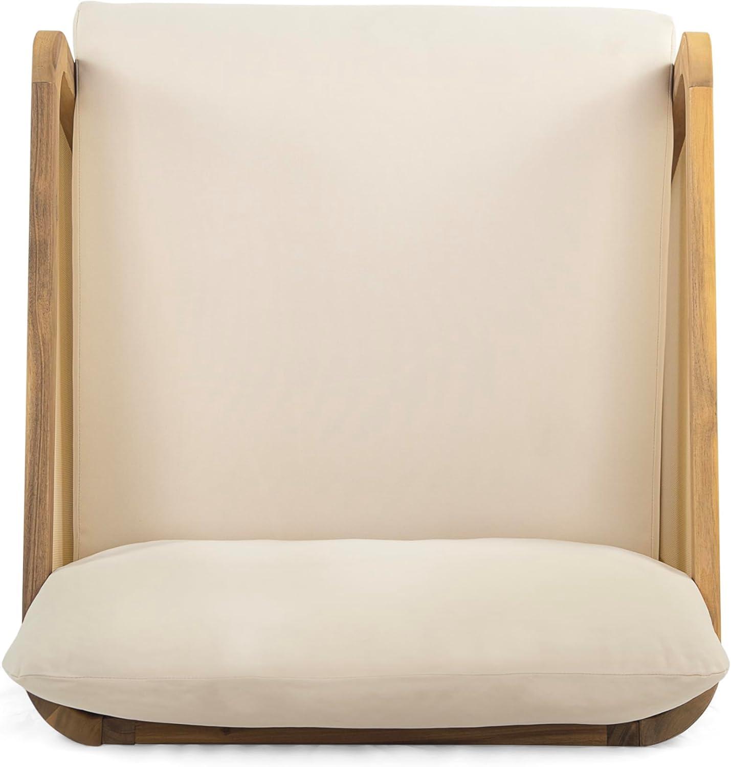 image:imageChristopher Knight Home Haya Wood Club Patio Chair Set of 2 Acacia Wood Accent Chairs with Cushions Open Arm Outdoor Lounge Seating Sofa Side Chairs for Balcony Backyard Garden Poolside TeakBeigeTeak Beige mesh Arm
