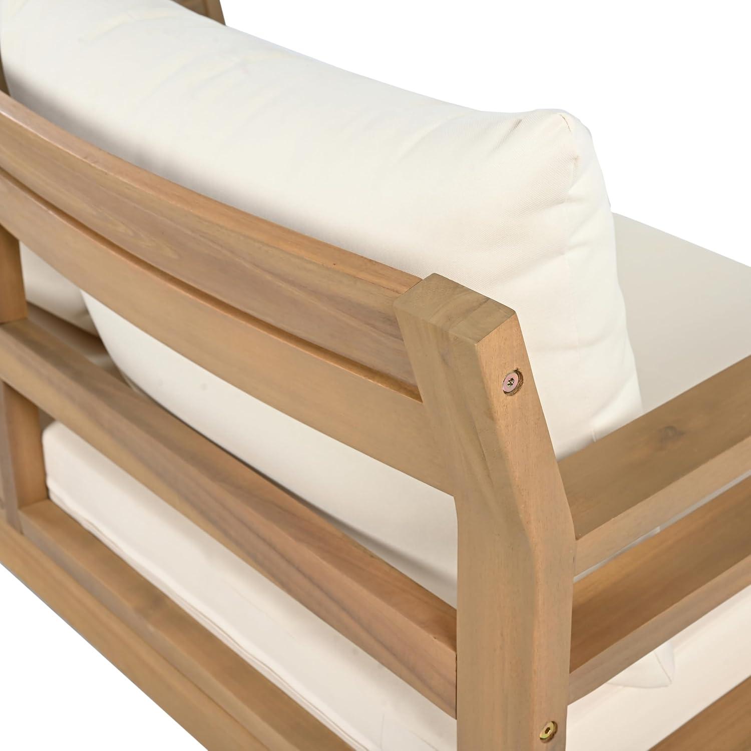 image:imageChristopher Knight Home Jamaia Outdoor Acacia Wood Club Chair Set of 2 Patio Armchair with Thick Beige Cushions Deep Seating Furniture for Garden Porch Backyard Balcony Light Teak Finish BeigeLight Teakbeige set of 2