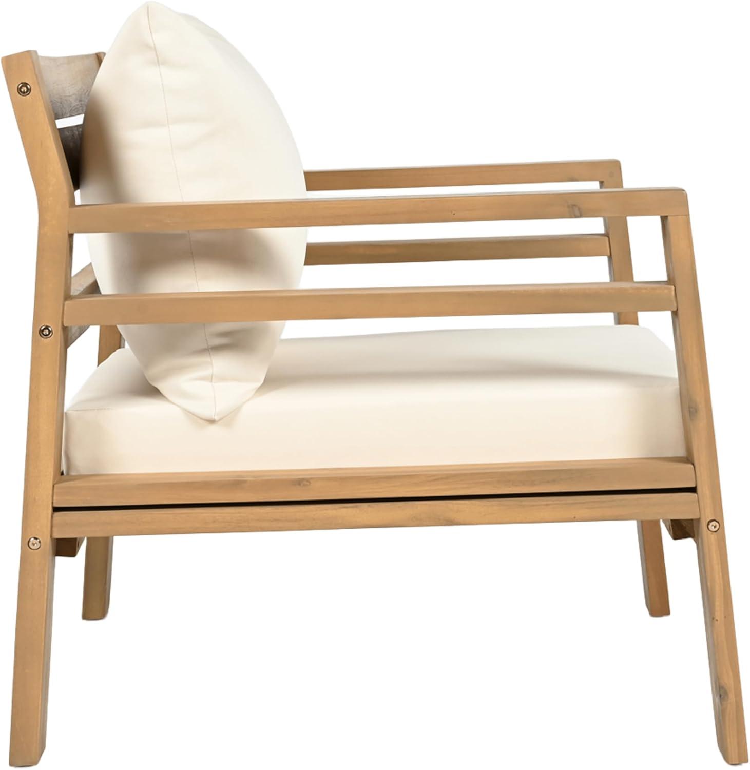 image:imageChristopher Knight Home Jamaia Outdoor Acacia Wood Club Chair Set of 2 Patio Armchair with Thick Beige Cushions Deep Seating Furniture for Garden Porch Backyard Balcony Light Teak Finish BeigeLight Teakbeige set of 2