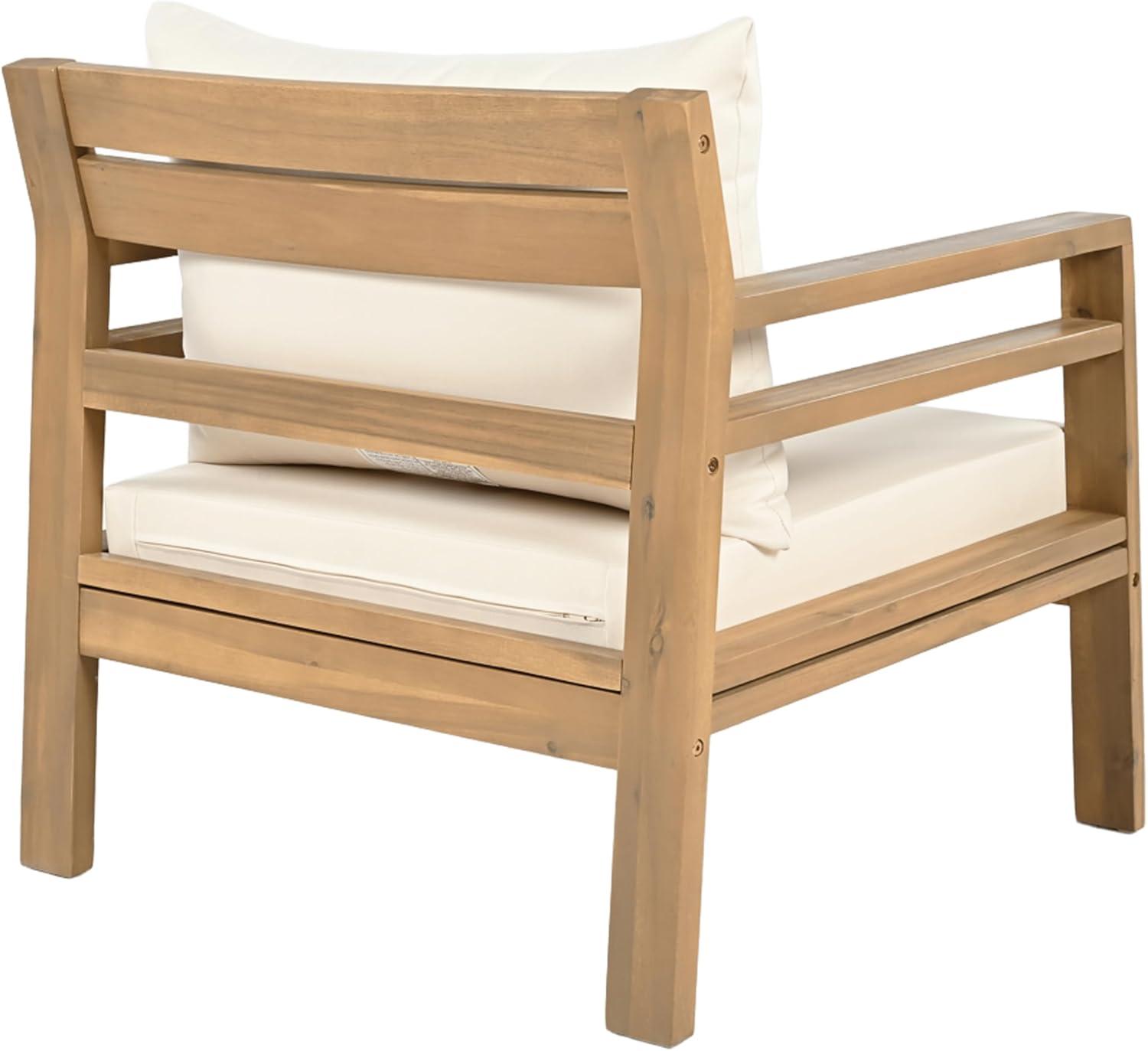 image:imageChristopher Knight Home Jamaia Outdoor Acacia Wood Club Chair Set of 2 Patio Armchair with Thick Beige Cushions Deep Seating Furniture for Garden Porch Backyard Balcony Light Teak Finish BeigeLight Teakbeige
