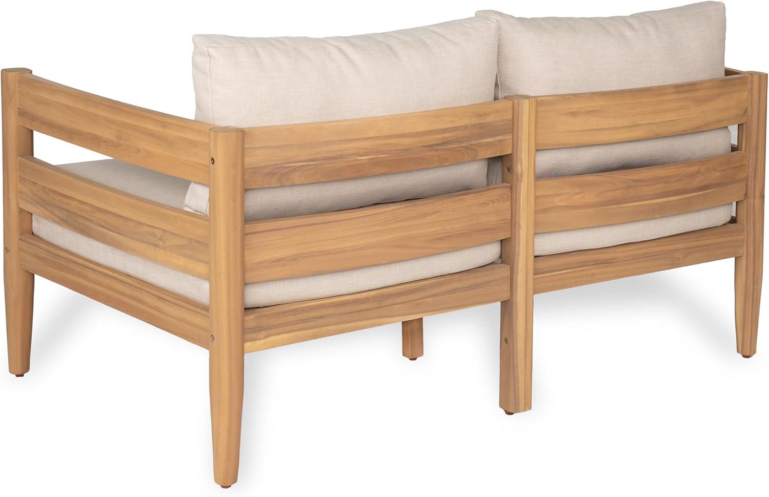 image:imageChristopher Knight Home Kory 5Piece Acacia Wood Patio Furniture Set Outdoor Conversation Sofa Chat Set with Club Chair and Coffee Table Patio 7Seater Seating Group for Backyard Balcony TeakBeigeTeakbeige 4seater Set
