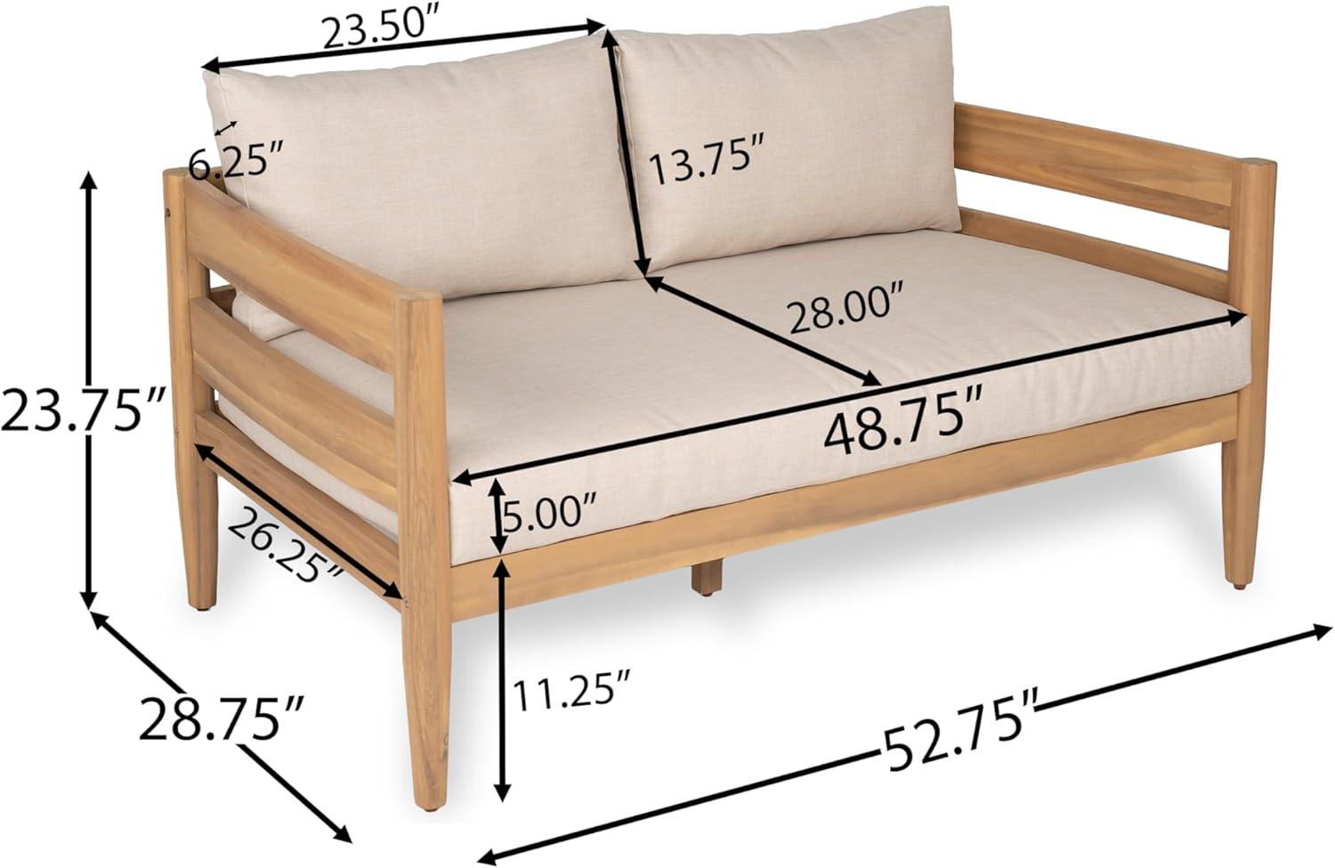 image:imageChristopher Knight Home Kory 5Piece Acacia Wood Patio Furniture Set Outdoor Conversation Sofa Chat Set with Club Chair and Coffee Table Patio 7Seater Seating Group for Backyard Balcony TeakBeigeTeakbeige 4seater Set