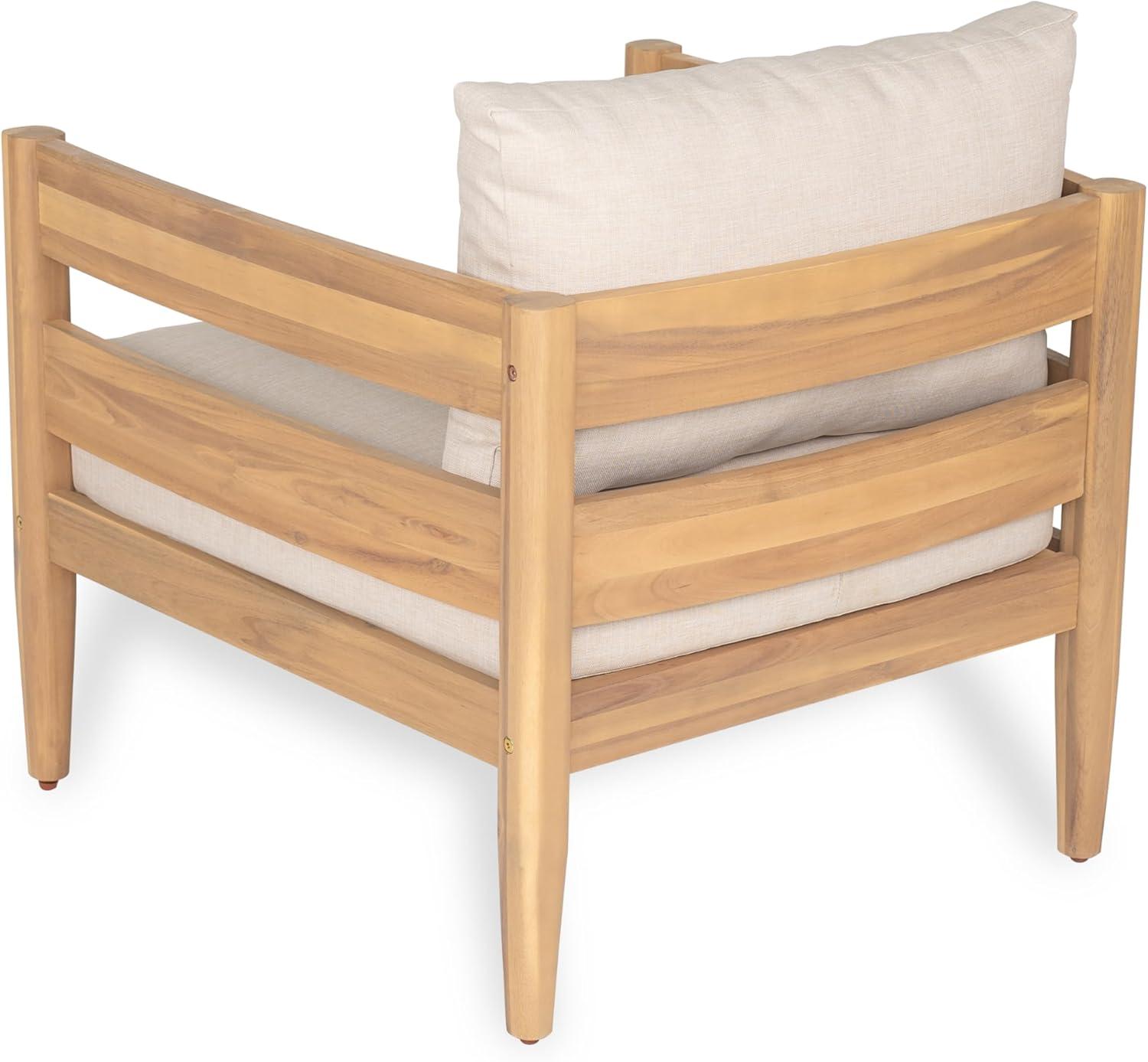 image:imageChristopher Knight Home Kory 5Piece Acacia Wood Patio Furniture Set Outdoor Conversation Sofa Chat Set with Club Chair and Coffee Table Patio 7Seater Seating Group for Backyard Balcony TeakBeigeTeakbeige 4seater Set