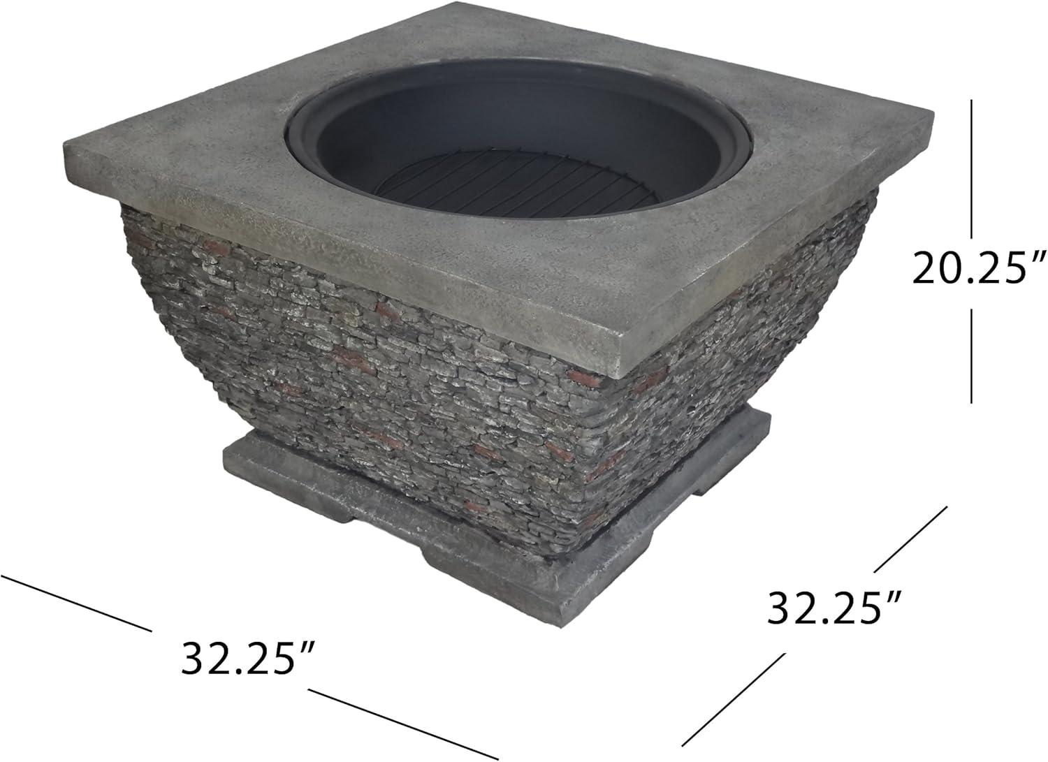 image:imageChristopher Knight Home Laraine Outdoor 32 Wood Burning LightWeight Concrete Square Fire Pit Grey