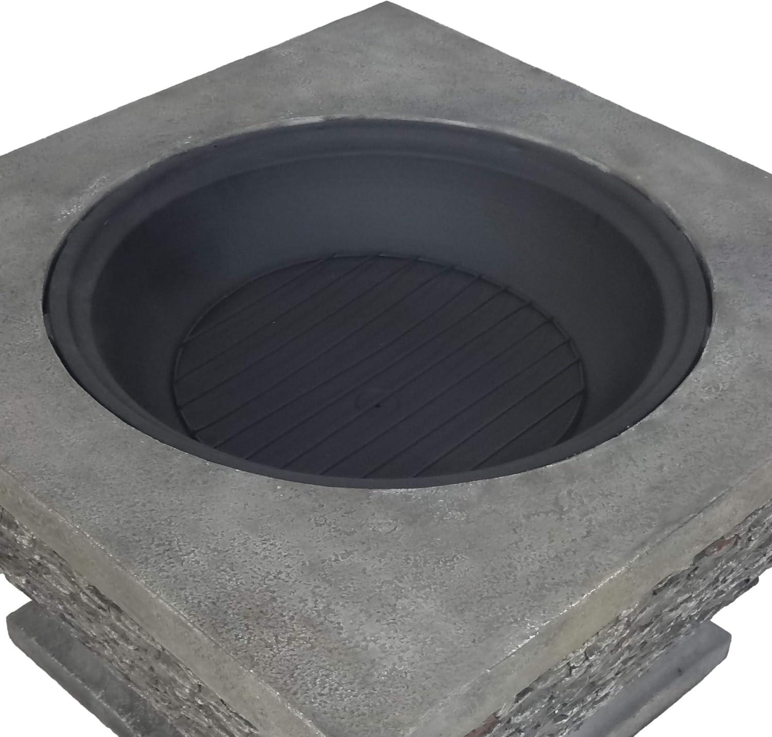 image:imageChristopher Knight Home Laraine Outdoor 32 Wood Burning LightWeight Concrete Square Fire Pit Grey
