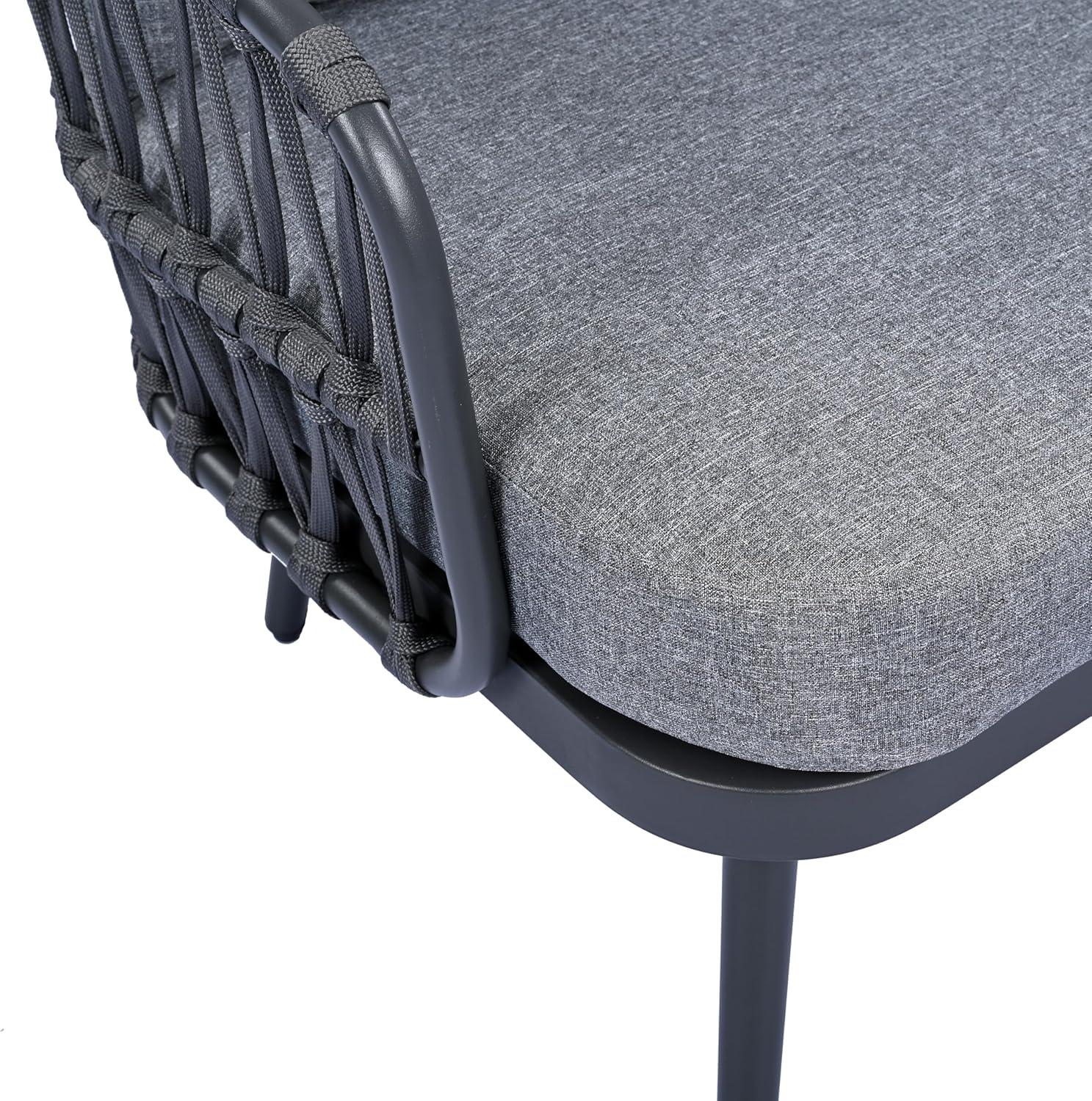 image:imageChristopher Knight Home Lena Patio Conversation Set Two Club Chairs Rope Woven Loveseat Metal Frame Armchair Rectangular Coffee Table Outdoor Side Table and Chair Set for Backyard BlackGrayBlackgray
