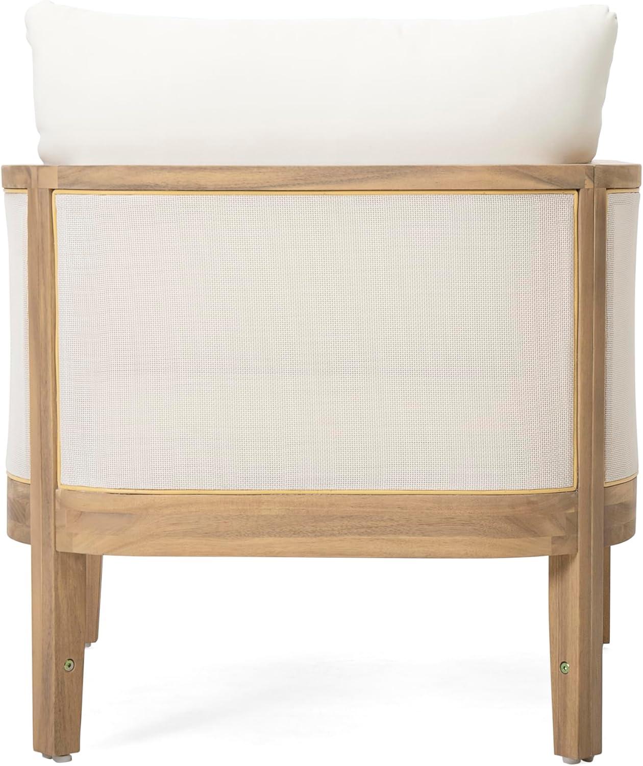 image:imageChristopher Knight Home Linksy Outdoor Club Chair Patio Arm Chair Modern Single Sofa Chair Acacia Wood Frame Club Chair with Cushions Deep Seating for Porch Garden Backyard Balcony Beige
