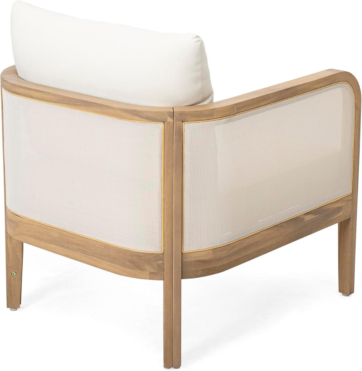 image:imageChristopher Knight Home Linksy Outdoor Club Chair Patio Arm Chair Modern Single Sofa Chair Acacia Wood Frame Club Chair with Cushions Deep Seating for Porch Garden Backyard Balcony Beige