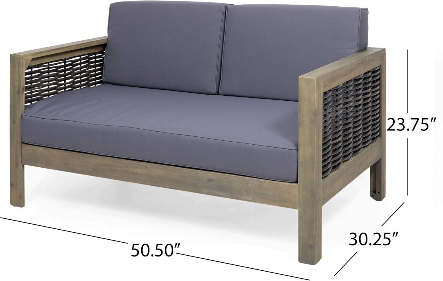 image:imageChristopher Knight Home Lucine Outdoor 4 Seater Acacia Wood Chat Set with Wicker Accents Gray Finish Mixed Gray Dark GrayGray Finish Mixed Gray Dark Gray