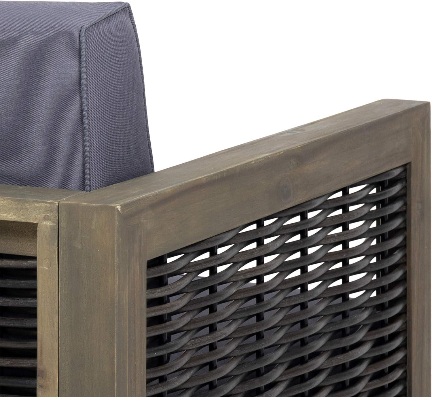 image:imageChristopher Knight Home Maggie Outdoor Acacia Wood Club Chair with Wicker Accents Set of 2 Gray Finish Mixed Gray Dark GrayGray Finish Mixed Gray Dark Gray