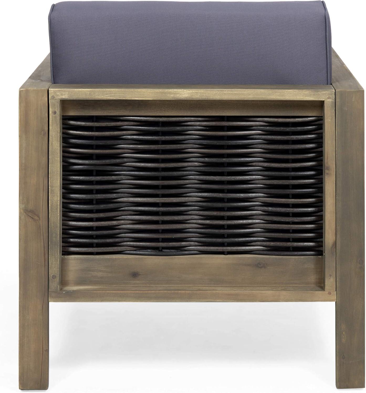 image:imageChristopher Knight Home Maggie Outdoor Acacia Wood Club Chair with Wicker Accents Set of 2 Gray Finish Mixed Gray Dark GrayGray Finish Mixed Gray Dark Gray