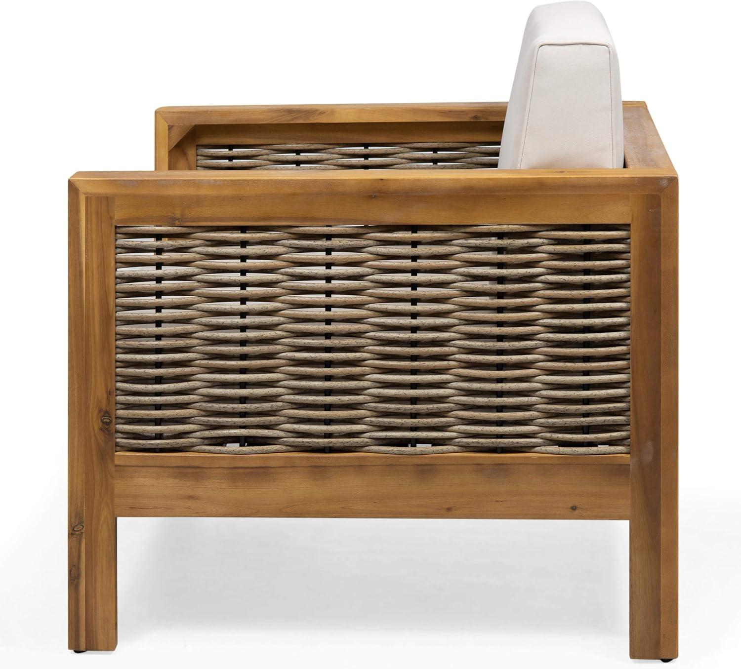 image:imageChristopher Knight Home Maggie Outdoor Acacia Wood Club Chair with Wicker Accents Set of 2 Gray Finish Mixed Gray Dark GrayTeak Finish Mixed Brown Beige