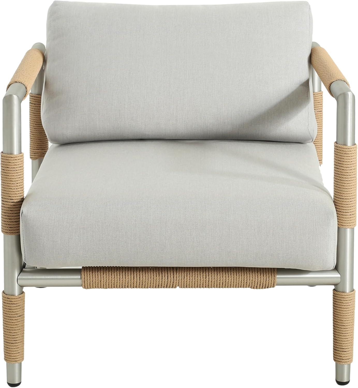 image:imageChristopher Knight Home Oriana Patio Garden Aluminum Frame Club Chair Outdoor Armchair with RopeWrapped ArmrestBackrest and Removable Cushions Comfy Lounge Chair for PoolsideBalcony Light Gray