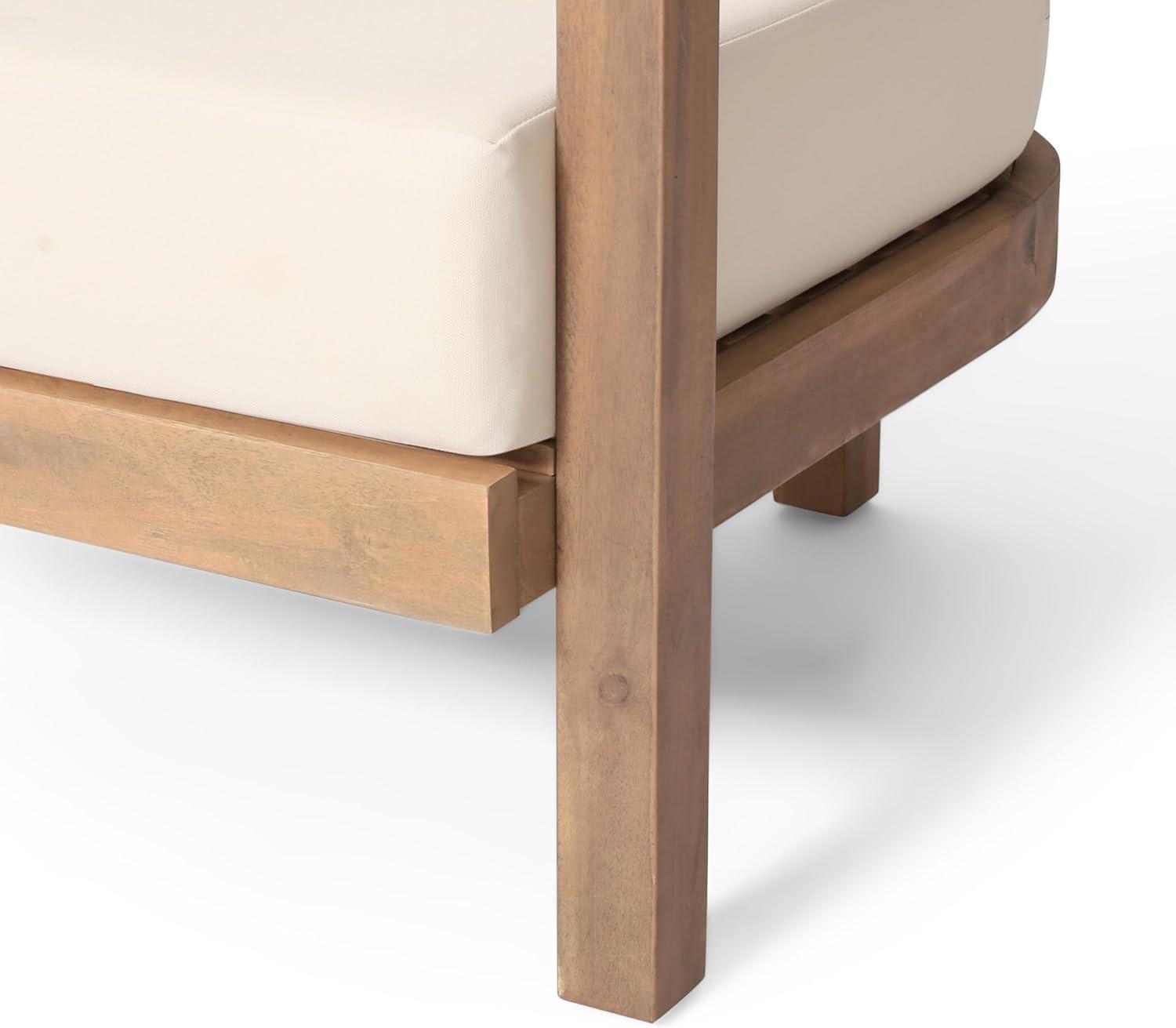 image:imageChristopher Knight Home Orion Outdoor Acacia Wood Club Chair with Tub Shape and Slat Panel Patio Armchair WaterRepellent Thick Cushion Seating for Garden Backyard Balcony Brown WashBeigeBrown Washbeige set of 2