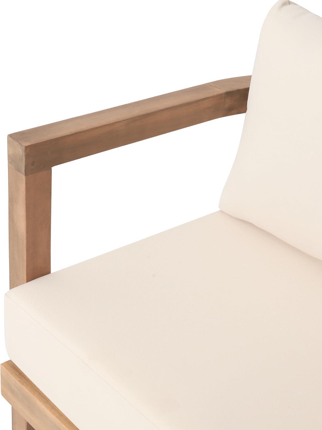 image:imageChristopher Knight Home Orion Outdoor Acacia Wood Club Chair with Tub Shape and Slat Panel Patio Armchair WaterRepellent Thick Cushion Seating for Garden Backyard Balcony Brown WashBeigeBrown Washbeige set of 2