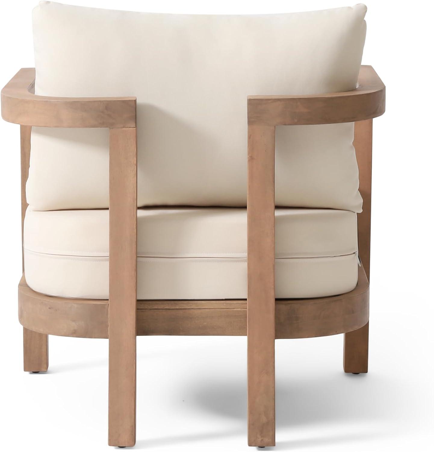 image:imageChristopher Knight Home Orion Outdoor Acacia Wood Club Chair with Tub Shape and Slat Panel Patio Armchair WaterRepellent Thick Cushion Seating for Garden Backyard Balcony Brown WashBeigeBrown Washbeige set of 2