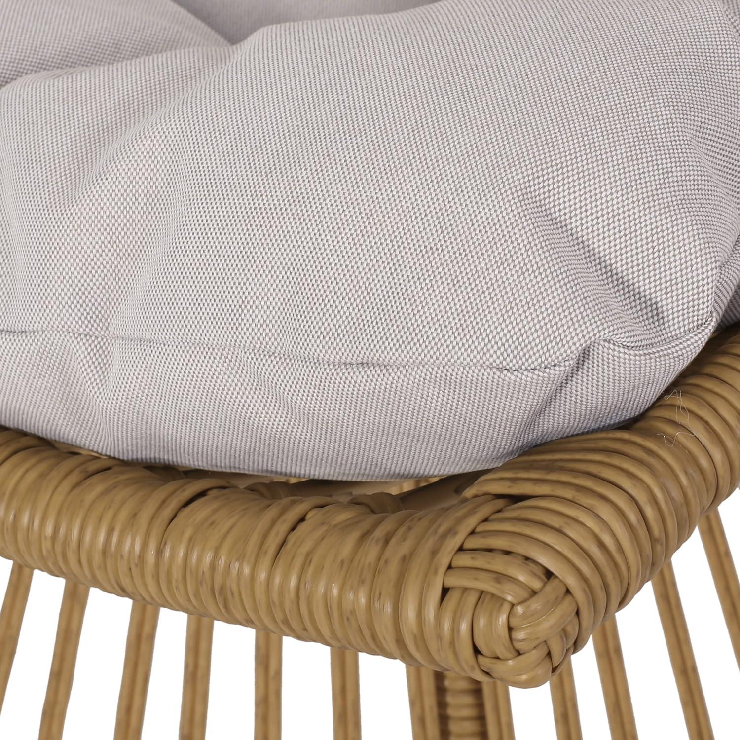 image:imageChristopher Knight Home Outdoor 2 Piece Wicker Patio Furniture Set Woven Seating Accent ChairRattan Chat Set with Club Chair Side Table and Water Resistant Cushion for Yard and Bistro Dark GreyLight Brown Beige