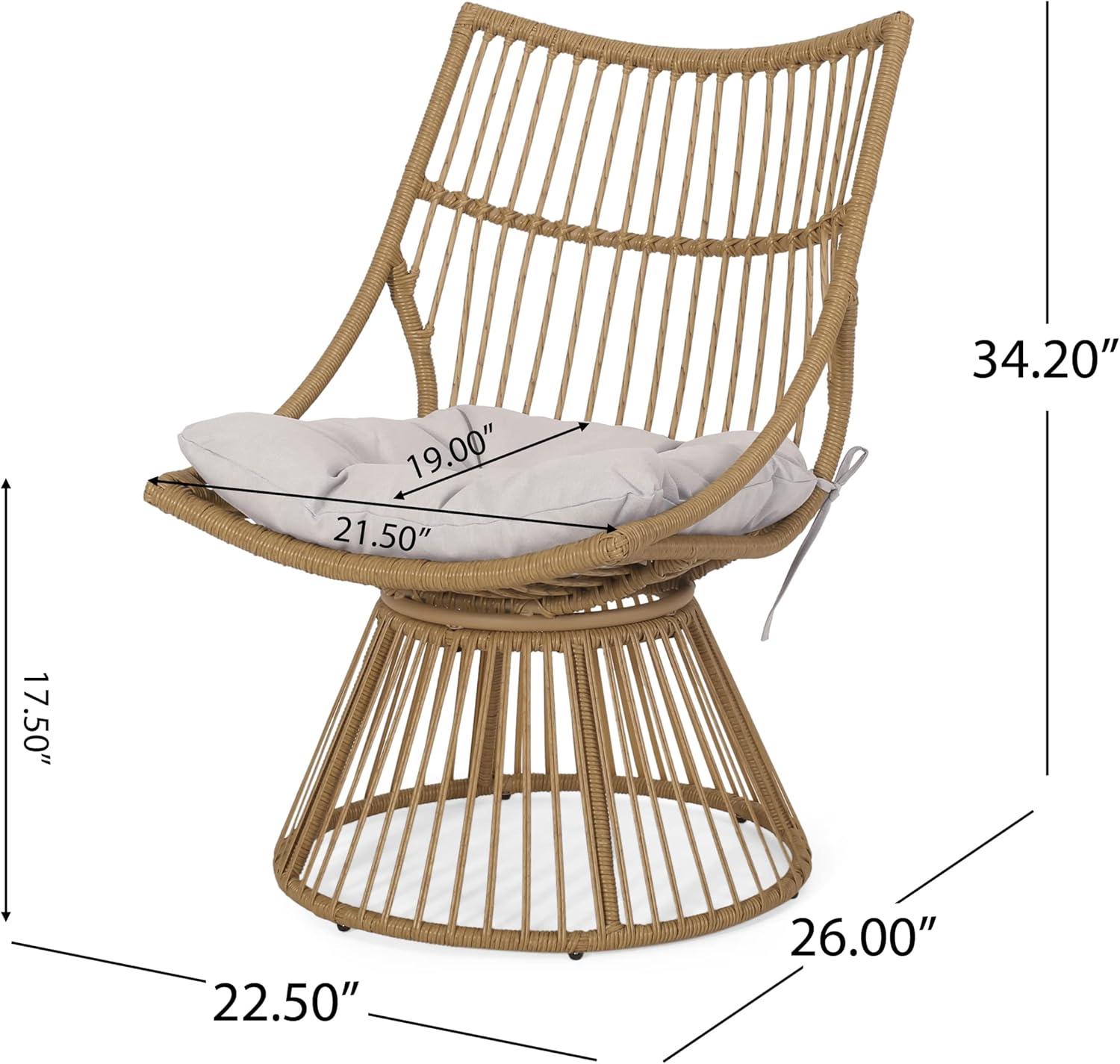 image:imageChristopher Knight Home Outdoor 2 Piece Wicker Patio Furniture Set Woven Seating Accent ChairRattan Chat Set with Club Chair Side Table and Water Resistant Cushion for Yard and Bistro Dark GreyLight Brown Beige