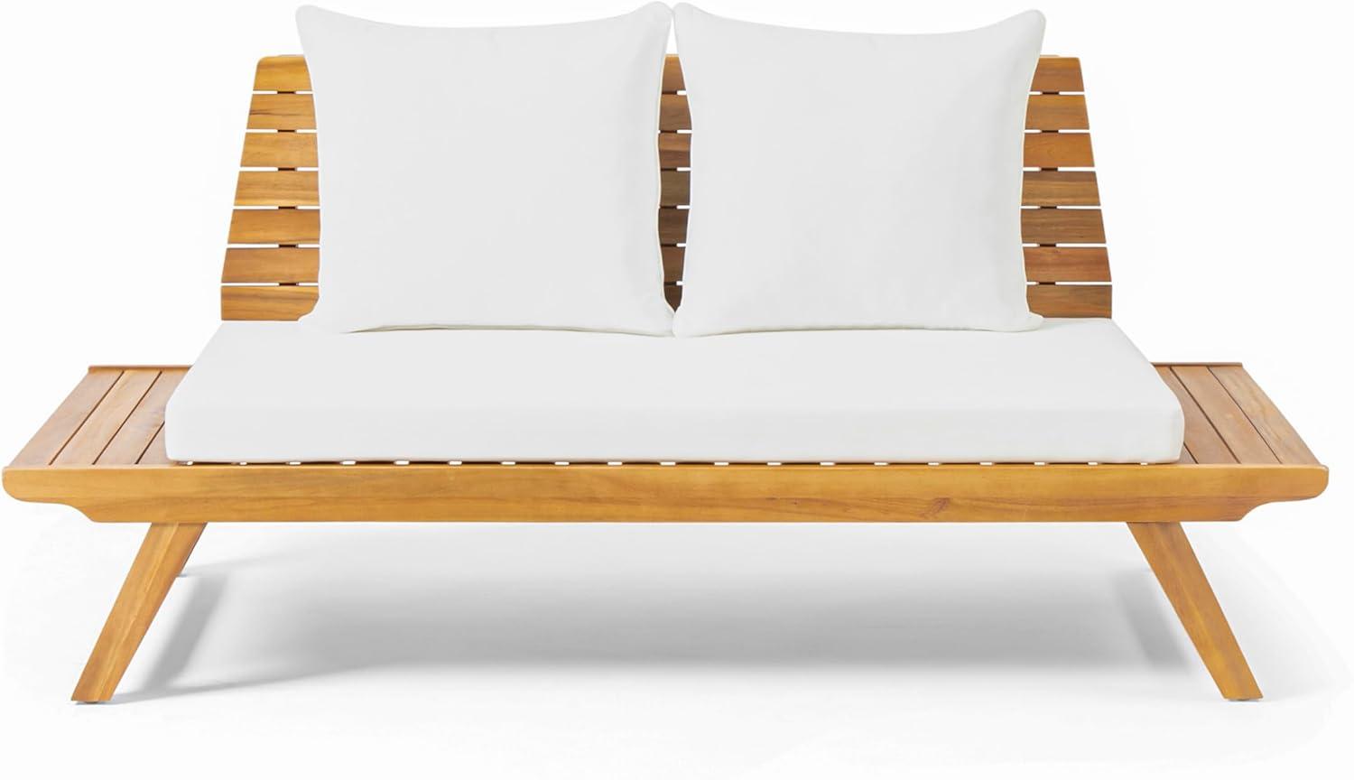 image:imageChristopher Knight Home Outdoor Acacia Wood 6 Seater Chat Set Teak and White