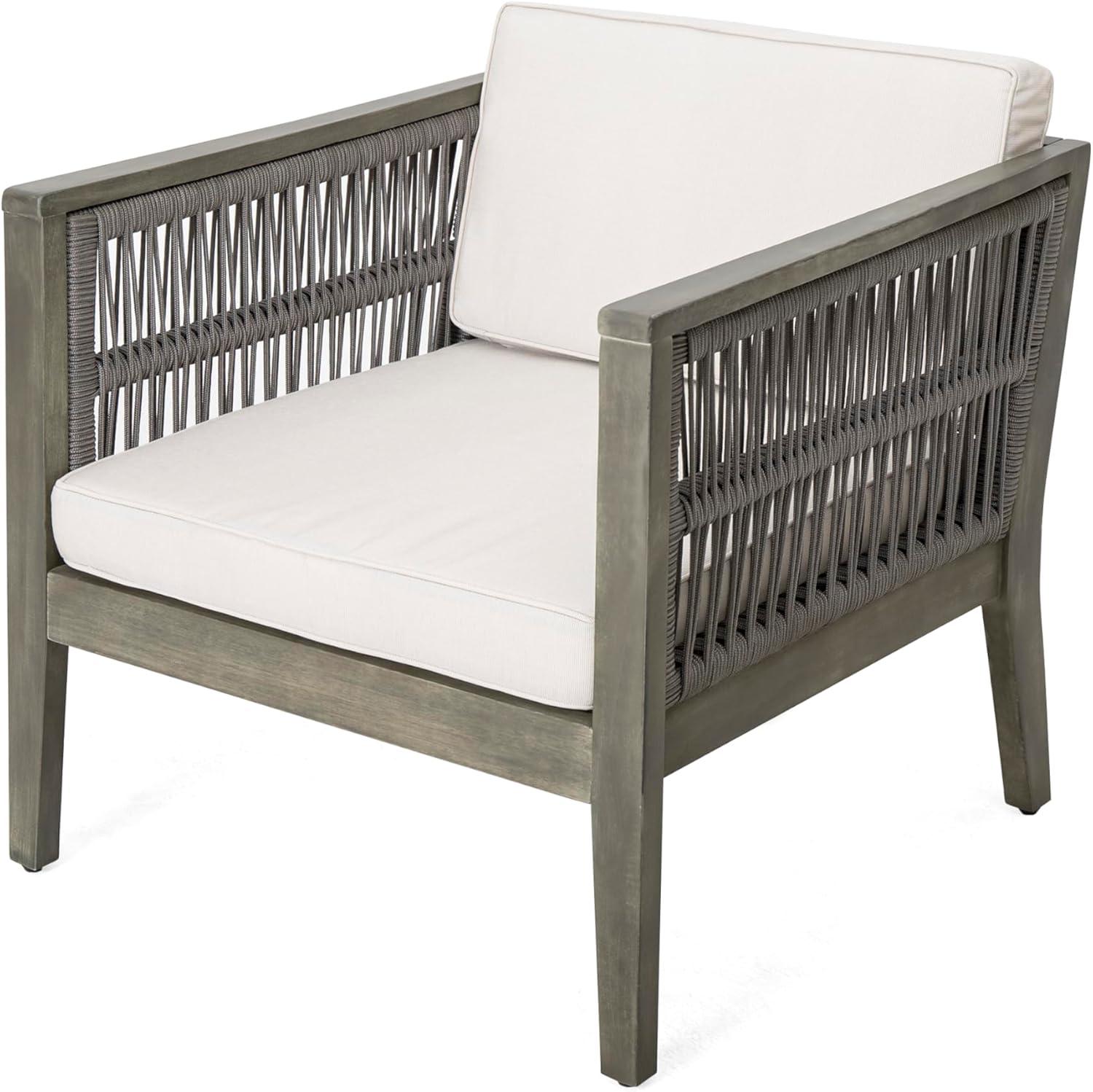 image:imageChristopher Knight Home Outdoor Acacia Wood Patio Set 4Pieces Patio Conversation Set Outdoor Furniture with Coffee Table Patio Deep Seating with Cushion Porch Chairs for Garden GreyBeige