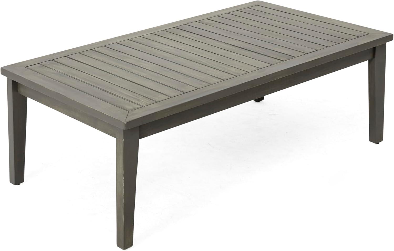 image:imageChristopher Knight Home Outdoor Acacia Wood Patio Set 4Pieces Patio Conversation Set Outdoor Furniture with Coffee Table Patio Deep Seating with Cushion Porch Chairs for Garden GreyBeige