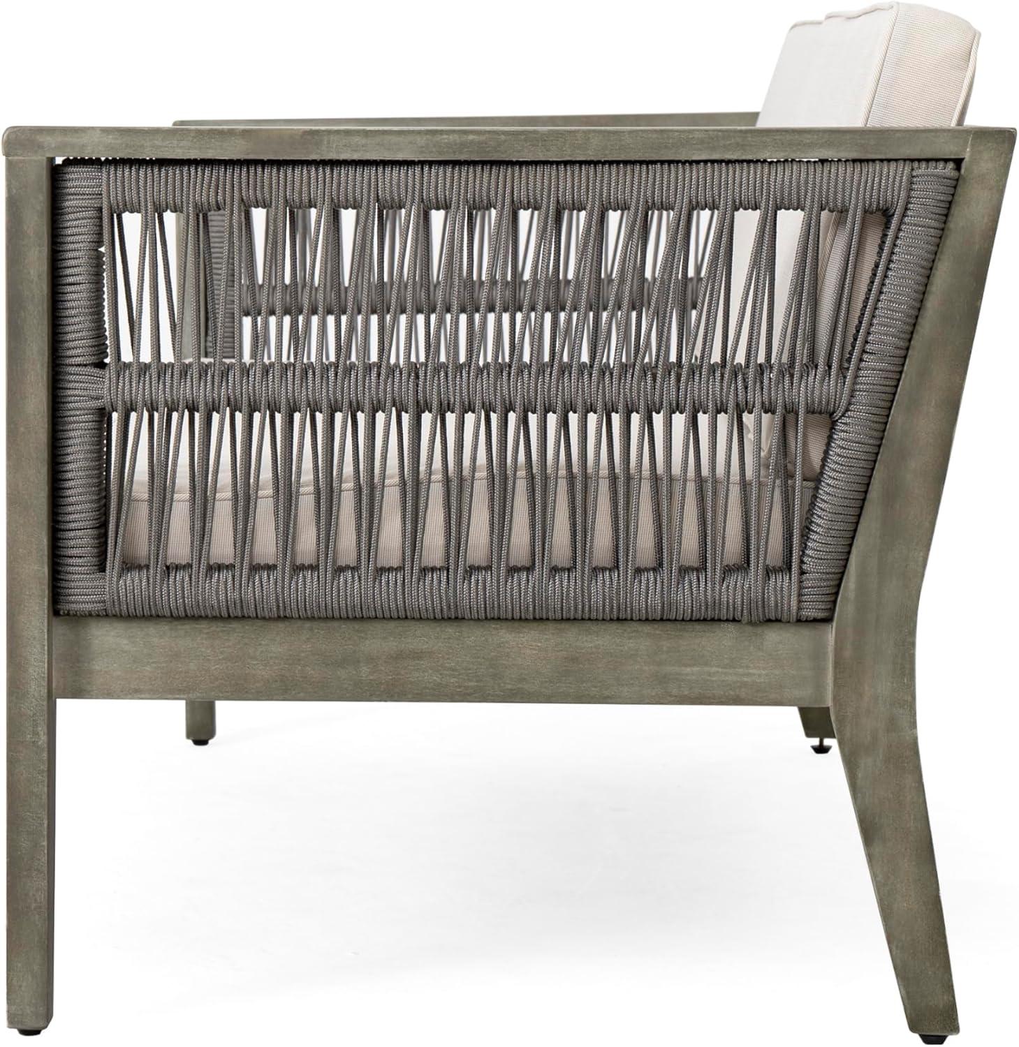 image:imageChristopher Knight Home Outdoor Acacia Wood Patio Set 4Pieces Patio Conversation Set Outdoor Furniture with Coffee Table Patio Deep Seating with Cushion Porch Chairs for Garden GreyBeige