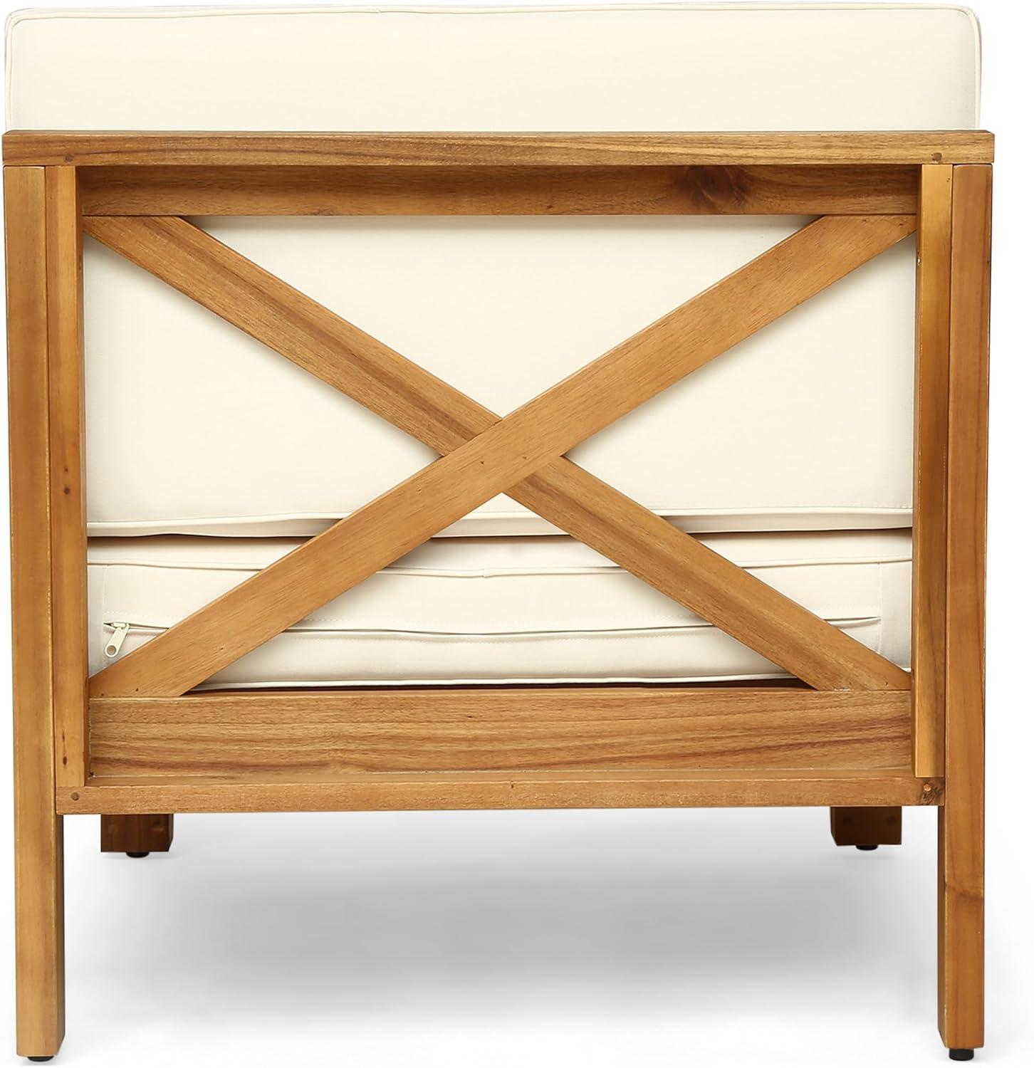 image:imageChristopher Knight Home Outdoor Modular Acacia Wood Sofa with Cushions Teak and Beige